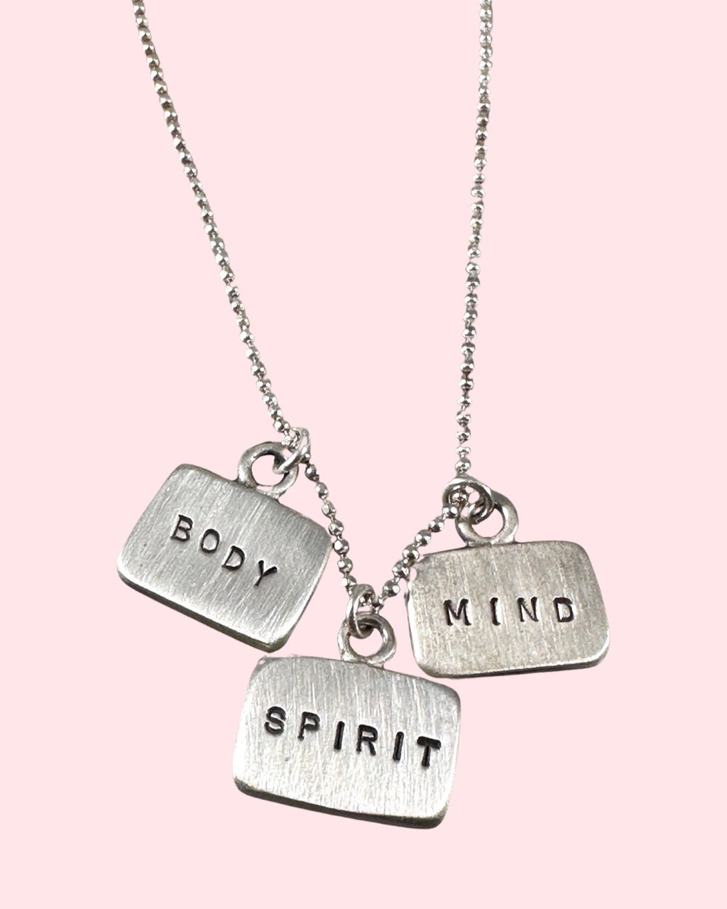 Body Mind Spirit Tag Charm Necklace