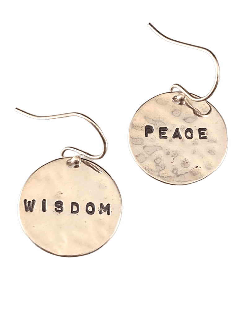 Sterling Silver Mix & Match Hammered Disc Word Earrings