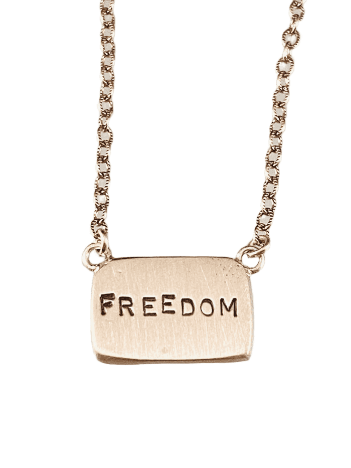 16" Sterling Silver 'Freedom' Tag Necklace
