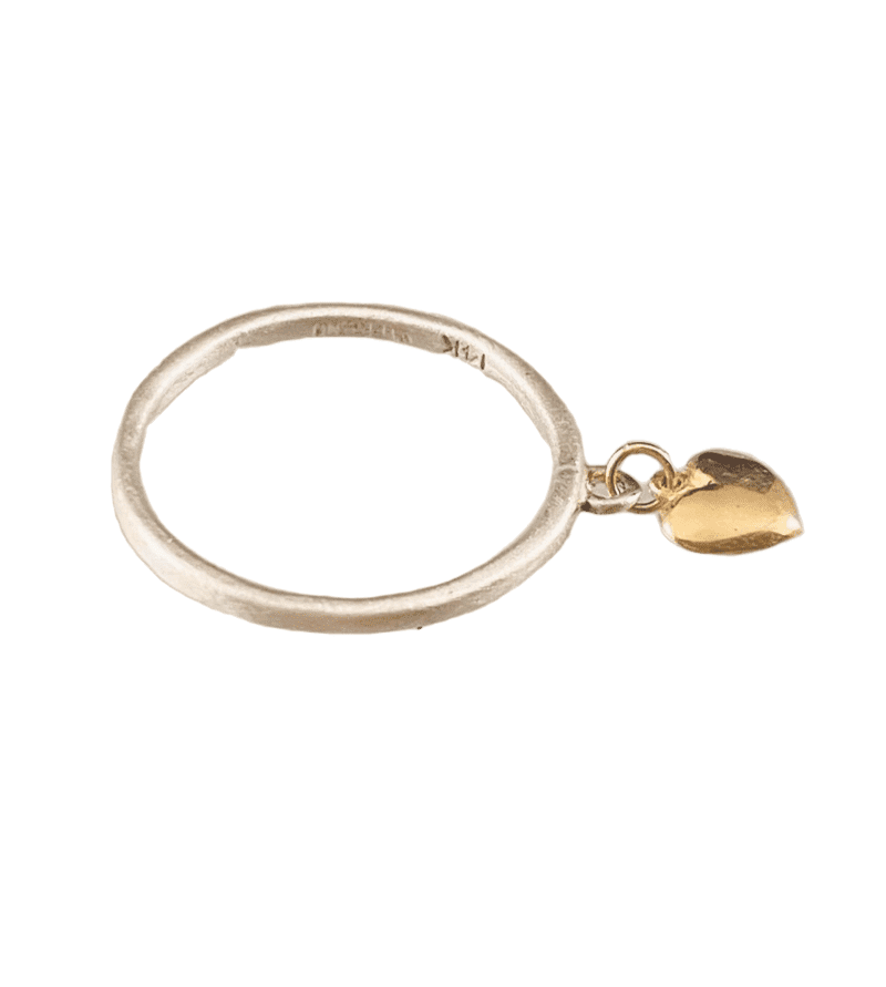 Sterling & 14K Gold Tiny Heart Charm Ring – GK Designs Jewelry