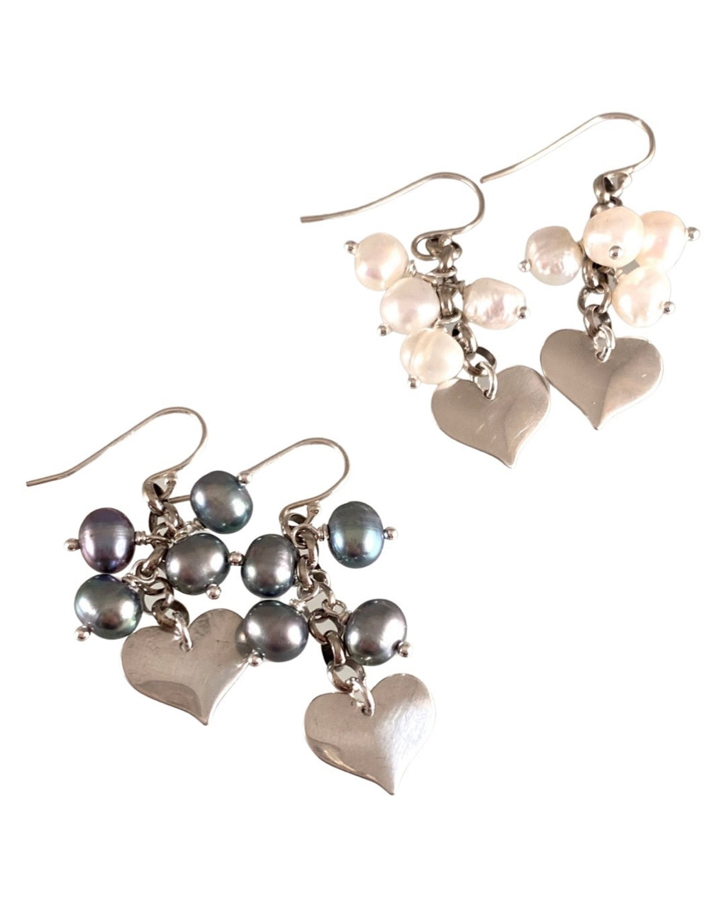 Pearl & Heart Charm Earrings