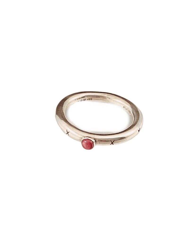 Sterling Silver Stamped Ruby Gemstone Ring Size 6 1/2 Handmade