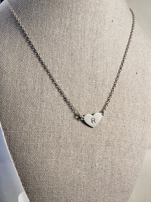 16” Sterling Heart Initial Necklace