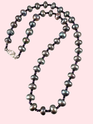 18” Gray Freshwater Button Pearl Necklace