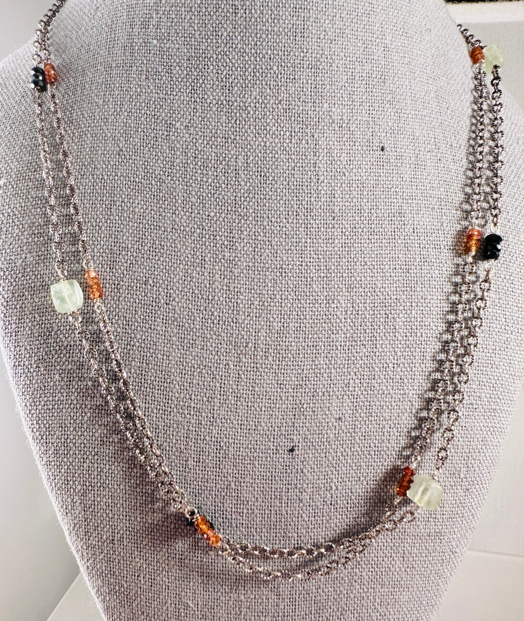 20” Sterling Double Strand Gemstone Necklace