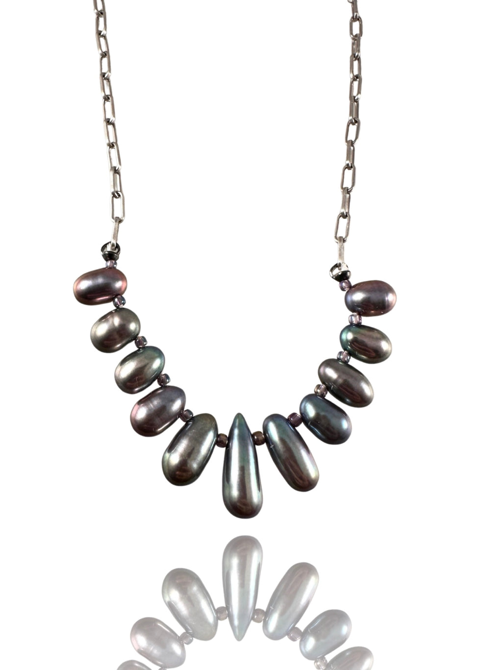 18” Gray Freshwater Pearl on Paper Clip Chain Necklace