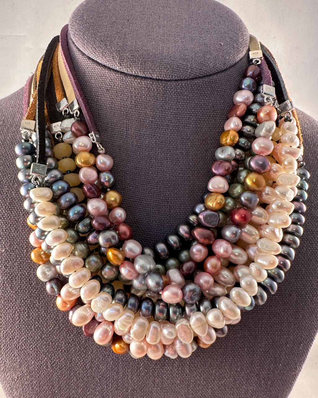 Pearl and Suede Necklace