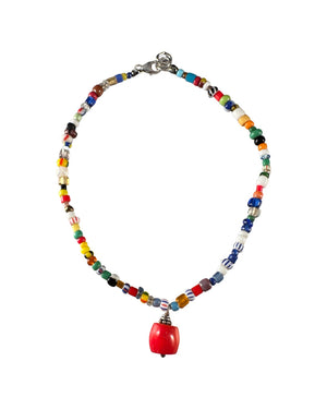 African Glass Bead Christmas Bead Anklet, Bracelet, Necklace