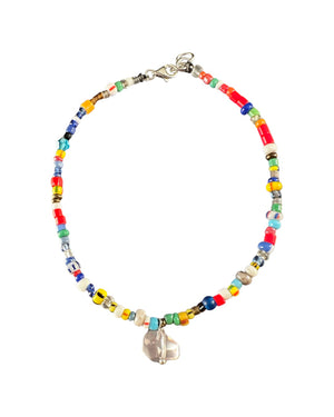 African Glass Bead Christmas Bead Anklet, Bracelet, Necklace