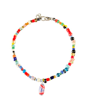 African Glass Bead Christmas Bead Anklet, Bracelet, Necklace