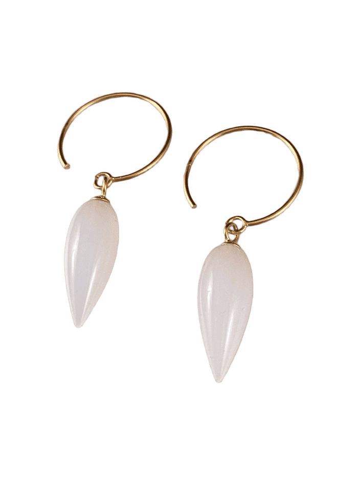 14K Gold Opaline Crystal Tear Drop Earrings