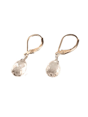 Sterling & Quartz Crystal Faceted Teardrop Earrings