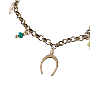 Sterling Silver Horseshoe Charm & Gemstone Bracelet
