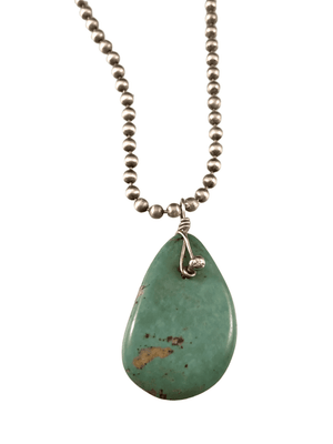 20" Sterling Silver Turquoise Teardrop Charm Necklace