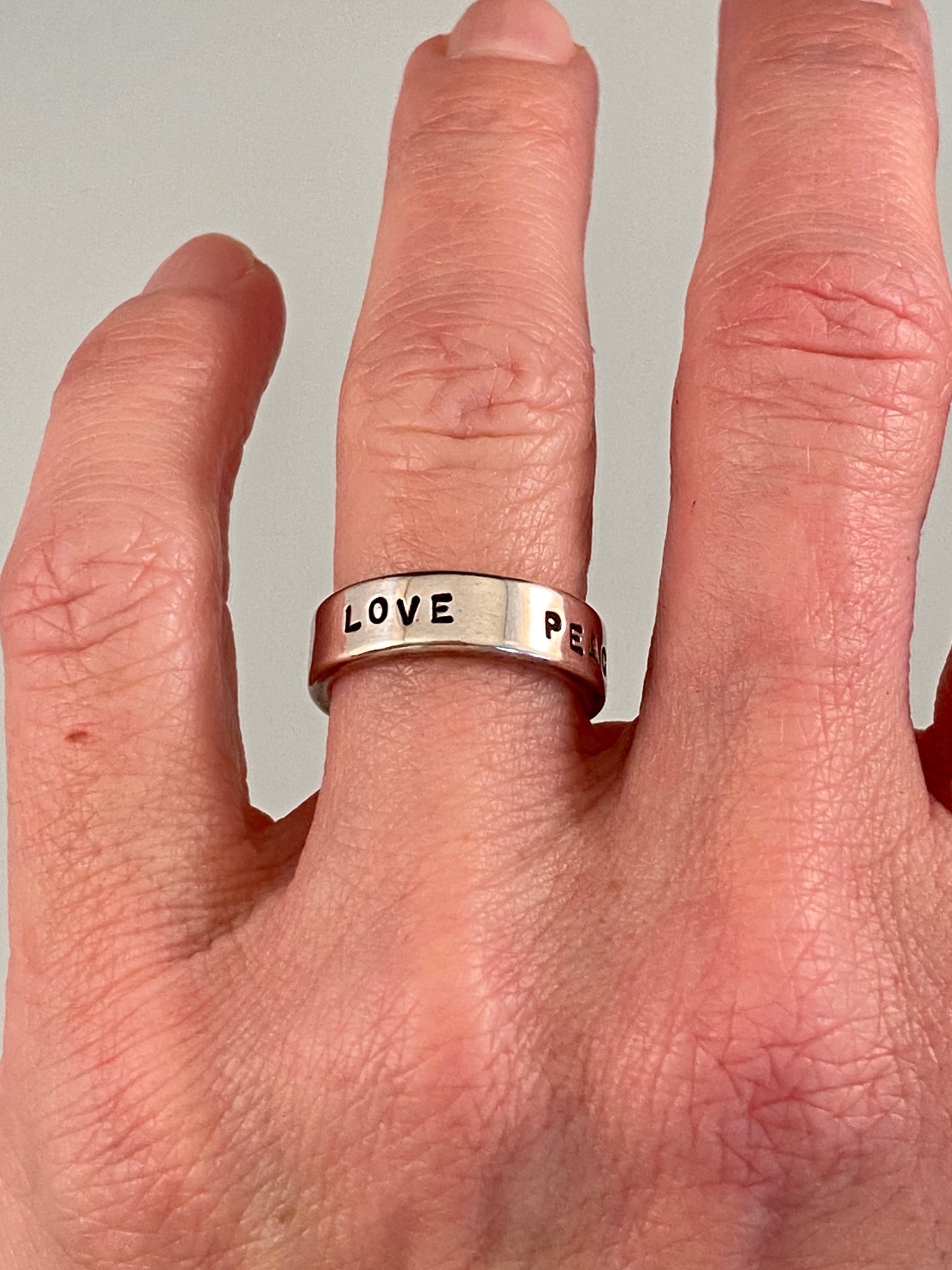 Sterling Word Band Ring Faith Love Peace Dream
