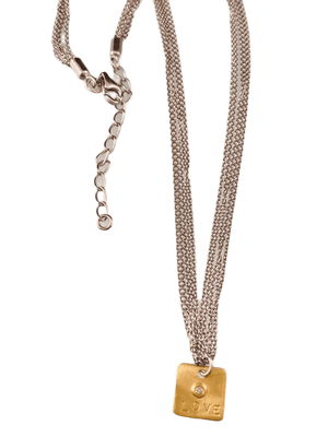 16”-18” Multi Strand Chain with 14k Gold Diamond ‘Love’ Charm Necklace
