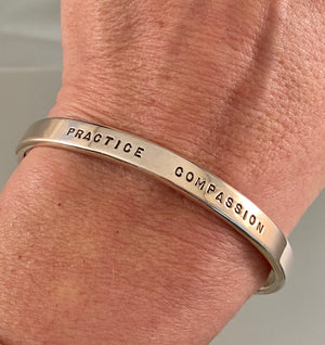 Sterling Silver Practice Compassion Cuff Bracelet