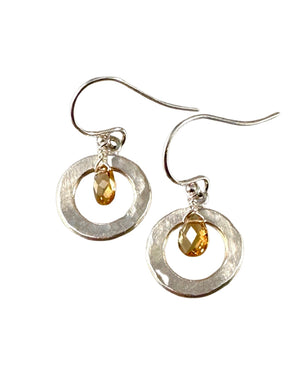 Briolette Gemstone & Sterling Silver Circle Earrings