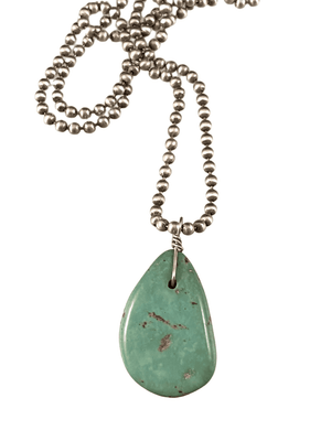 20" Sterling Silver Turquoise Teardrop Charm Necklace