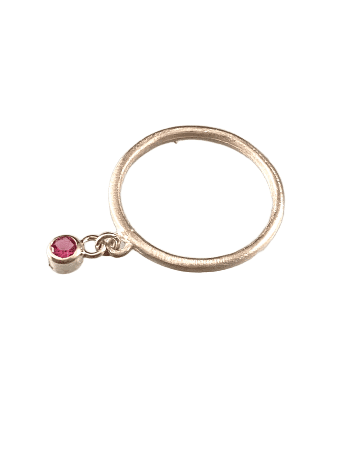 Sterling & Faceted Pink Tourmaline Gemstone Charm Ring