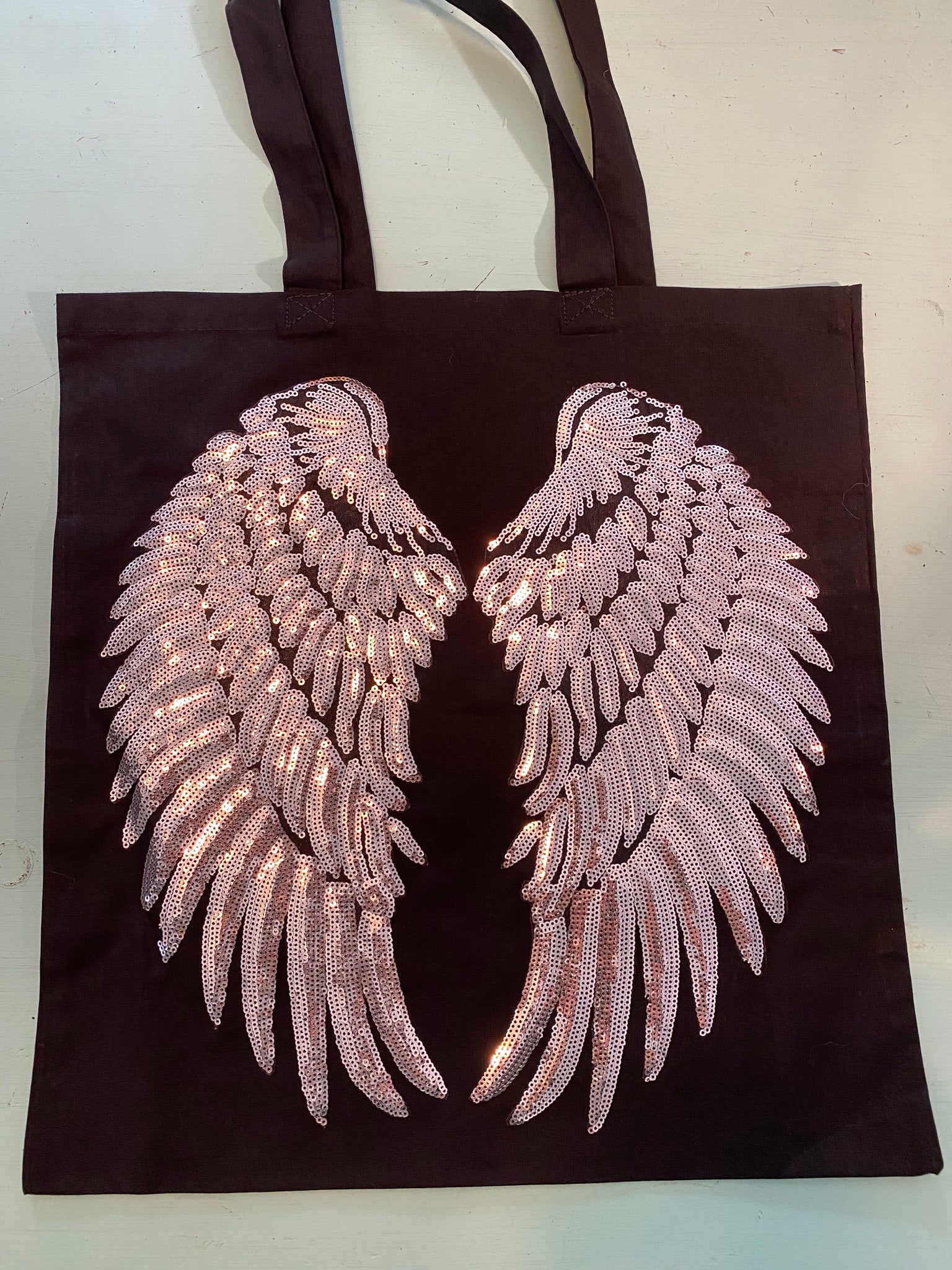 Silver Sequin Angel Wing Bag
