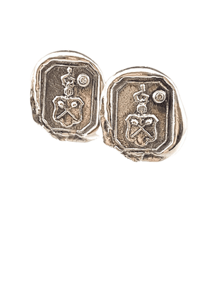 Sterling Silver Crest Diamond Cufflinks