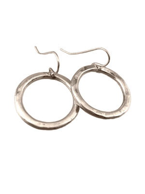 Sterling Hammered Circle Earrings