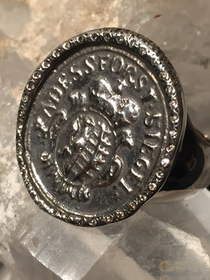 Sterling and Diamond Coat of Arms Ring size 8