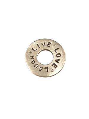 Sterling 'Live Love Laugh' Diamond Washer Charm