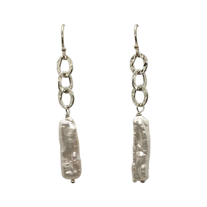 White BIWA Pearl Chain Drop Earrings