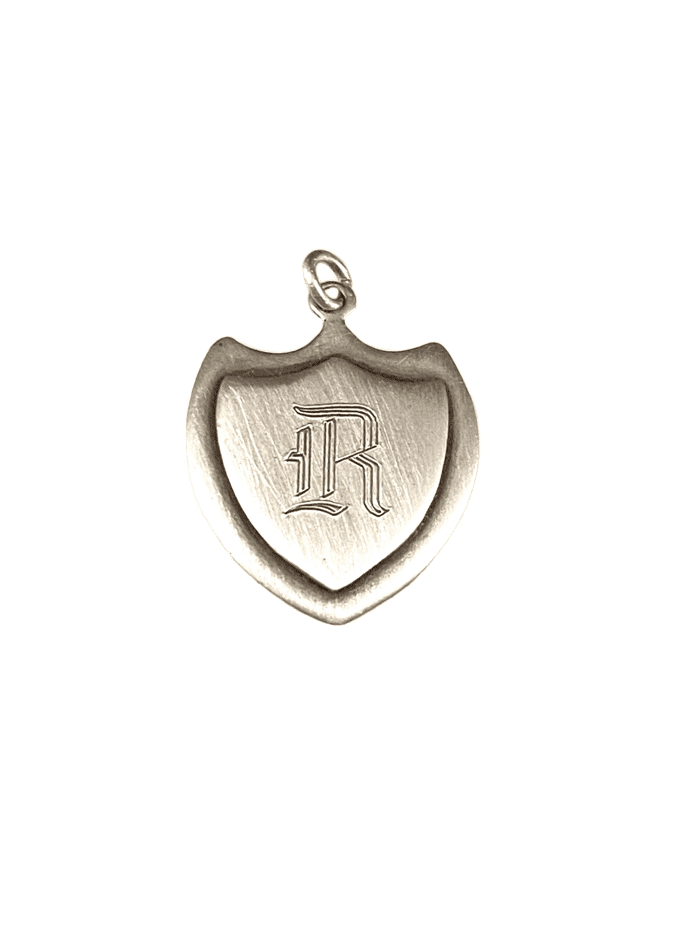 Engraved Large Trident Shield 'R' Initial