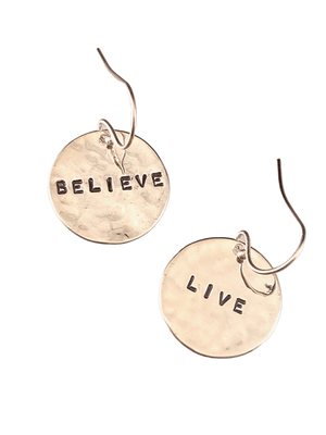 Sterling Silver Mix & Match Hammered Disc Word Earrings