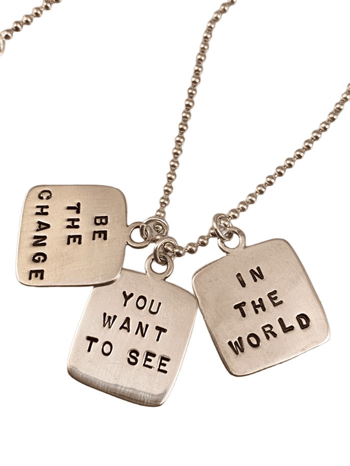 24" Sterling silver 'Be The Change' Charm Necklace