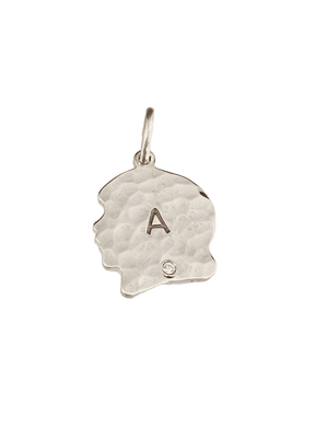Personalized Sterling Silver Hammered Girl & Diamond Charm