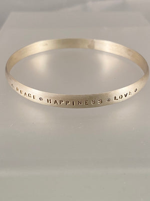 Hand Stamped Inspiration & Diamond Bangle Bracelet