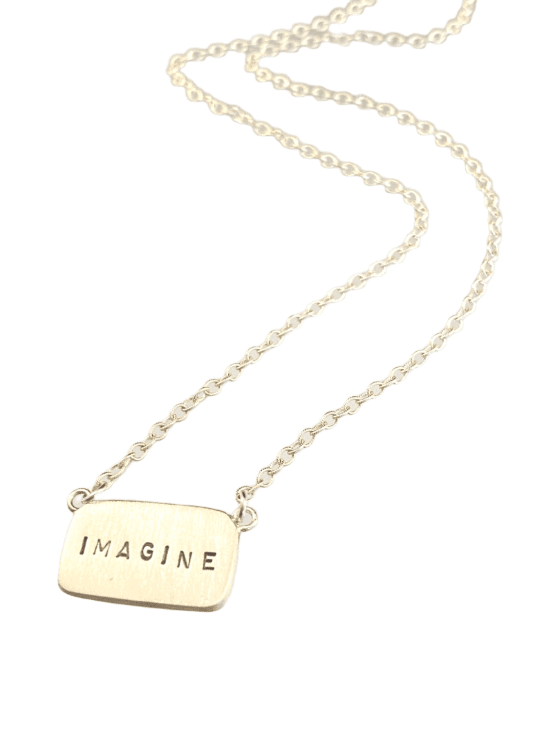 16" Sterling Silver 'Imagine' Tag Necklace