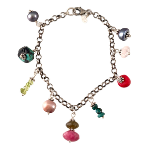 Sterling Silver Gemstone Charm Bracelet