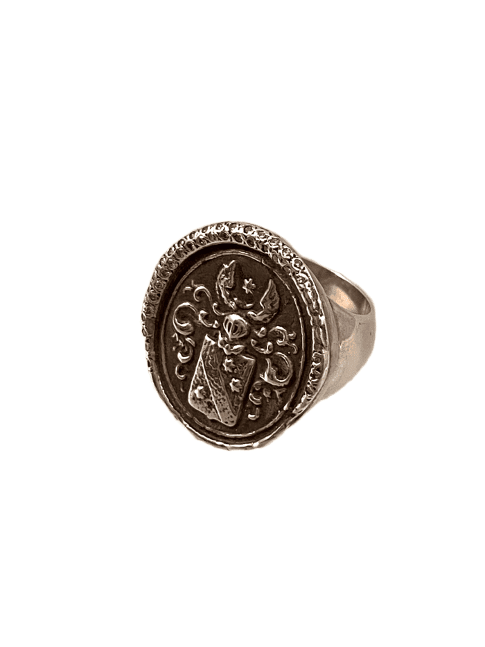 Sterling and Diamond Coat of Arms Ring size 6