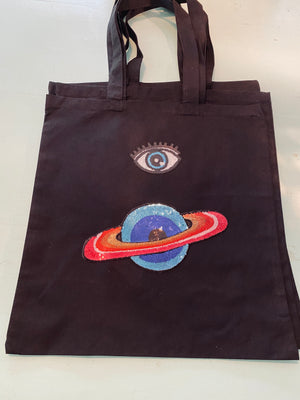 Saturn & Evil Eye Sequin Bag