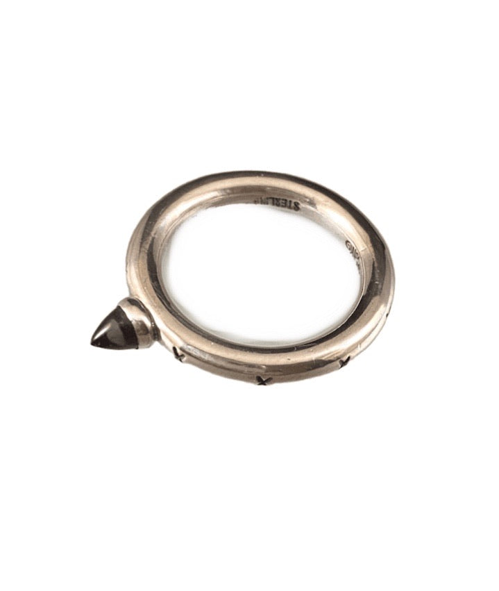 Sterling Silver Iolite Bullet Gemstone Stamped Ring