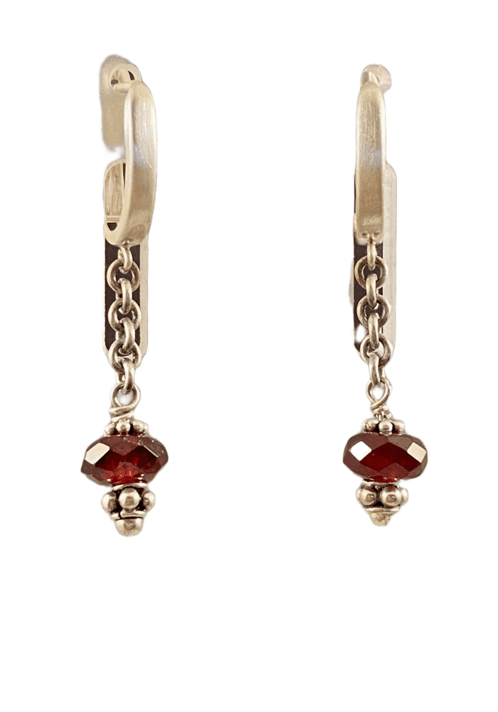 Sterling & Garnet Chain Drop Earrings