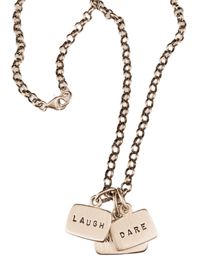 16” Sterling Silver Laugh Inspire Dare Tag Charm Necklace