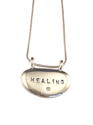 Healing & Diamond Sterling Nugget Necklace