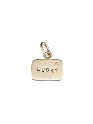 Sterling 'Lucky' Diamond Tag Charm