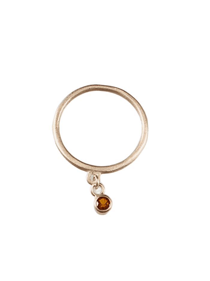 Sterling & Faceted Citrine Gemstone Charm Ring