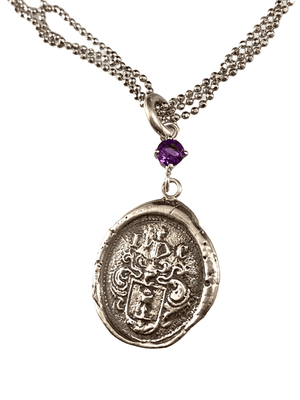 18" Sterling Silver Crest Necklace with Amethyst