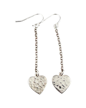 Sterling Hammered Peace and Heart Chain Earrings