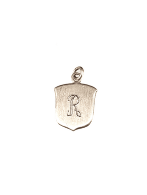 Engraved Tulip Shield 'R' Initial