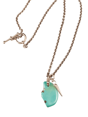 16" Turquoise Nugget on Sterling Oxidized Chain Necklace