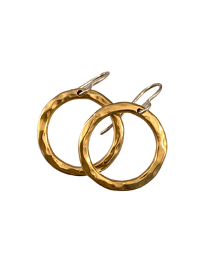 Yellow Gold Vermeil Hammered Circle Earrings